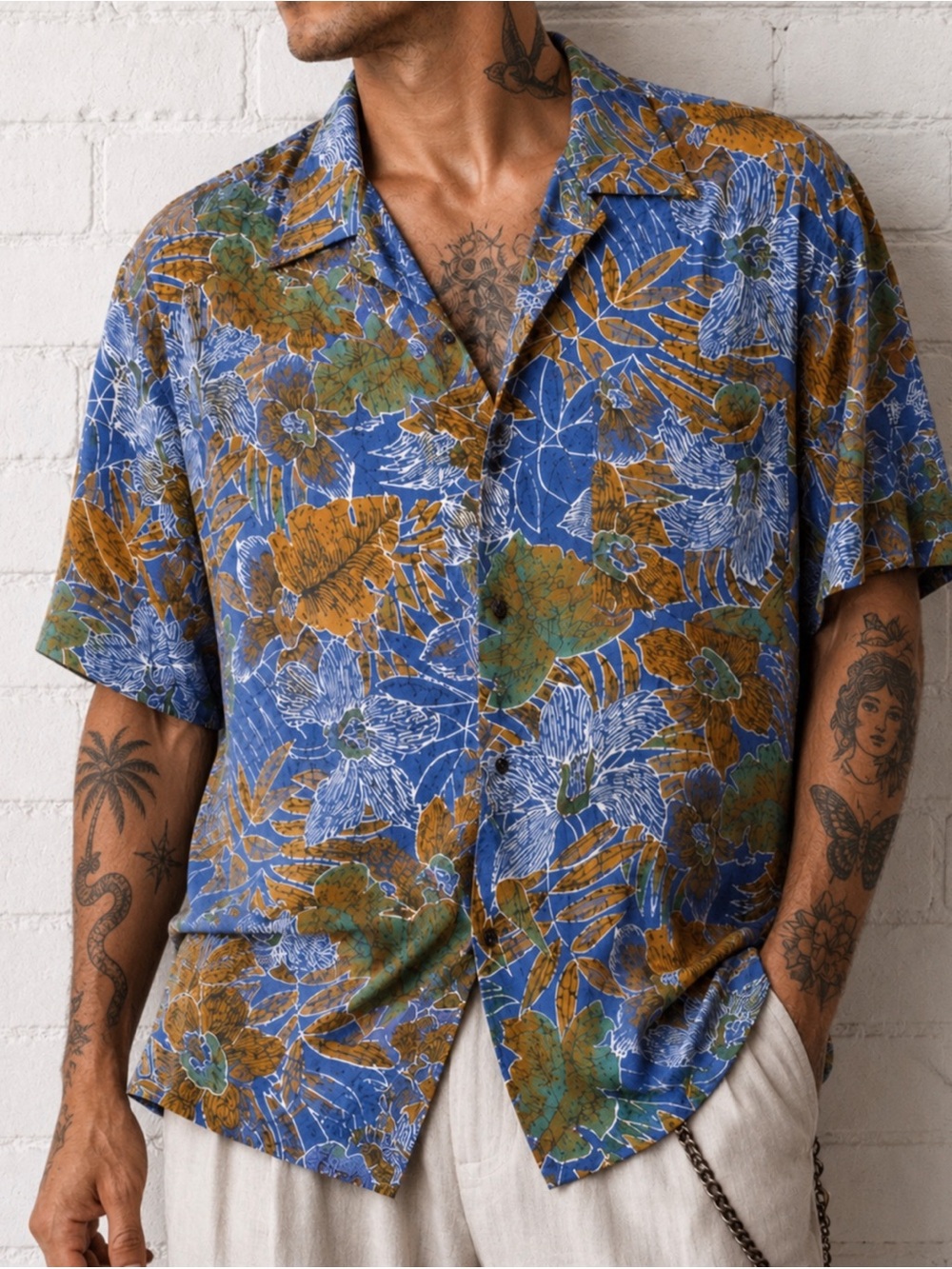 Vintage Marc Daniels Hawaiian Shirt L Button Down Tiki Surf Rockabilly Floral
